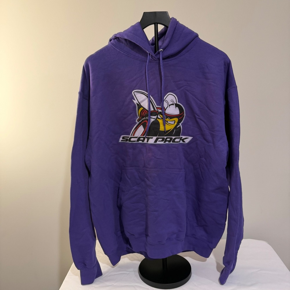 Port & Company Scat Pack Super Bee Purple Core Fleece Hoodie Mens Large
